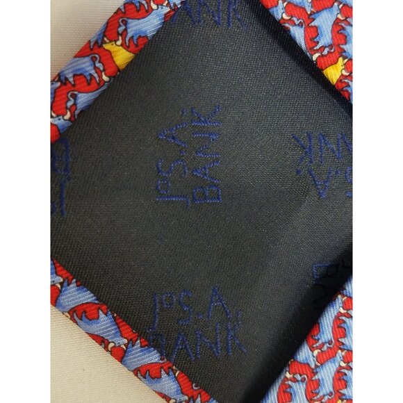 Jos A. Bank Mens Silk Tie Executive Collection Red Blue Cow Bull Steer Print - Picture 6 of 9